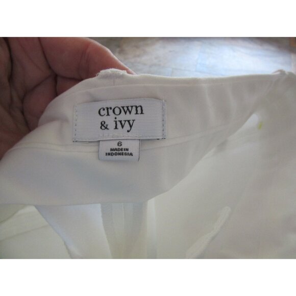 Crown & Ivy White Cotton Crop Pants Size 6 - Picture 6 of 6